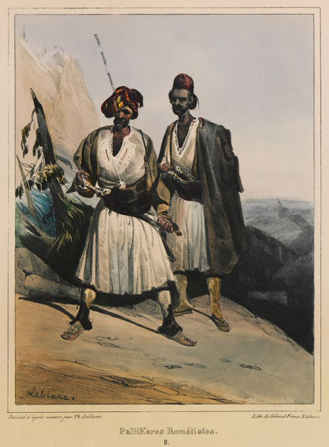 “Palikaria”, members of irregular troops of Roumeli, Greece. Théodore Leblanc (1800? – 1837)